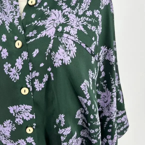 Free People Goddess Sleep Shirt Emerald Combo Floral XS Intimately - Picture 6 of 6